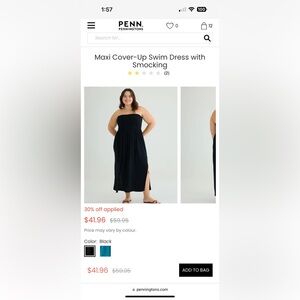 Maxi Cover-Up Swim Dress with Smocking (3X)